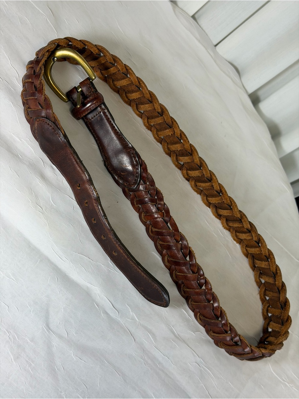Braided Leather Belt for Men - Brown